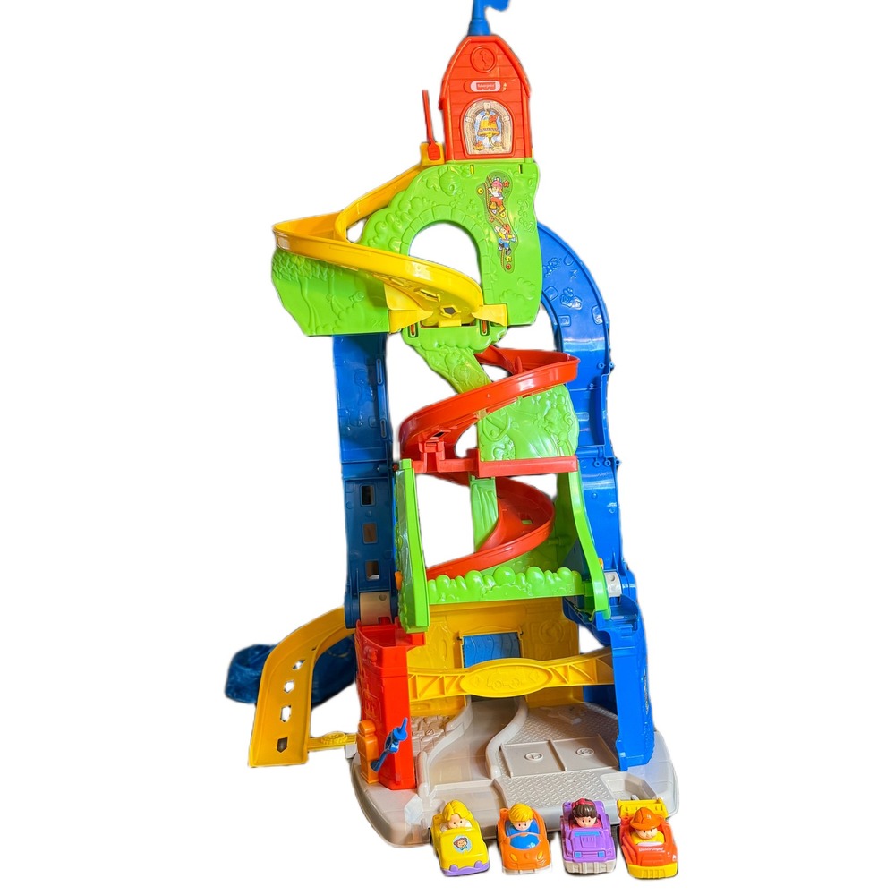 Fisher Price Little People City Skyway 3 Foot Race Track with 4 Wheelies Cars